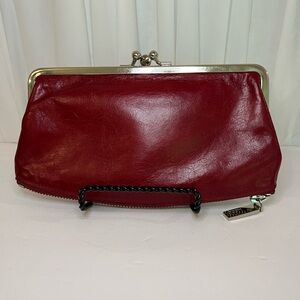 HOBO Classic Red Leather Clutch